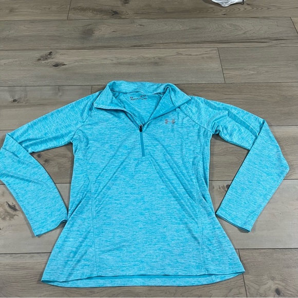 Under Armour Women's Tech Twist Half Zip Heathered Blue Long Sleeve Shirt - Picture 4 of 13